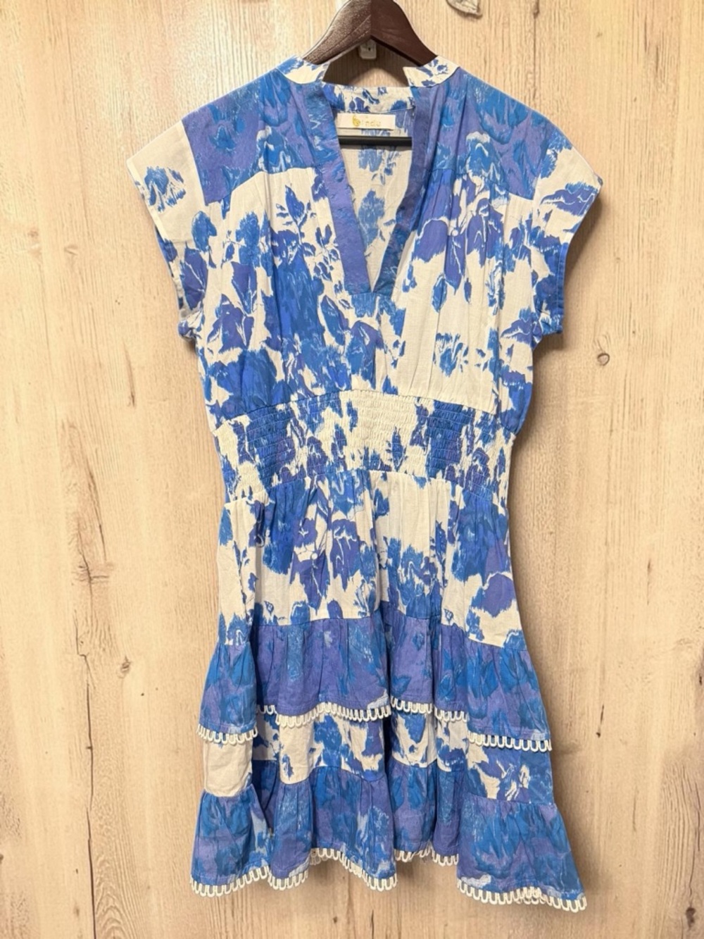 Bindu Floral V-Neck Smocked Mini Dress